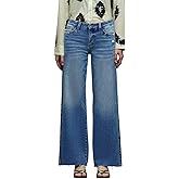 ONESO Wide Leg Jeans for Women Mid Rise BBL Stretchy Baggy Jeans Distressed Pants Loose Denim