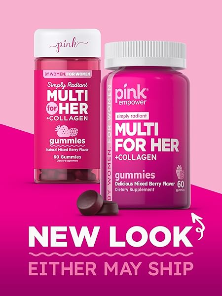 PINK MULTIVITAMIN GUMMIES FOR WOMEN | NON-GMO & GLUTEN FREE | PLUS COLLAGEN & BIOTIN | MIXED BERRY FLAVOR