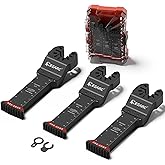 EZARC Japanese Tooth Oscillating Saw Blades, 20 PCS Extra-Long Arc Edge Oscillating Multitool Blades Clean Cut for Wood and Plastic, Universal Quick Release Multi Tool Blades Kits