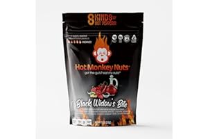 Hot Monkey Nuts Spicy Peanuts | Black Widow's Bite - Red Wine Vinegar, Black Lava Salt, Carolina Reaper, Trinidad Scorpion, Ghost Pepper, Habanero, Jalapeno, Chipotle, Ancho, Cayenne, Non-GMO, Gluten Free, Vegan