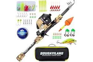 Sougayilang Kids Fishing Rod and Reel Combo,Light Weight Fishing Pole with Spincast Fishing Reel Tackle Bag Lures for Youth,Girls and Boys Good Starter Fishing Kit
