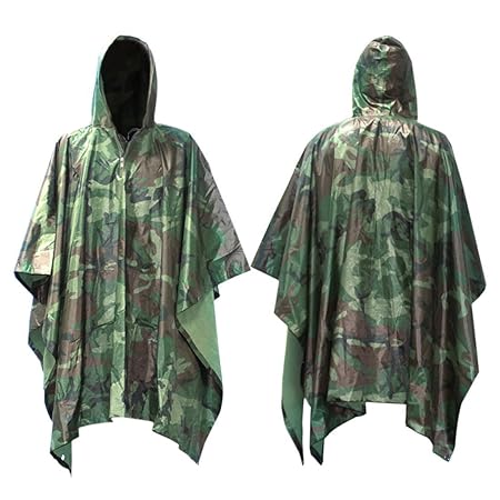 Infreecs Regenponcho, Wasserdicht Regenjacke Regenmantel mit Kapuze, Freizeit Regenmantel für Die Jagd Camping Militär und De