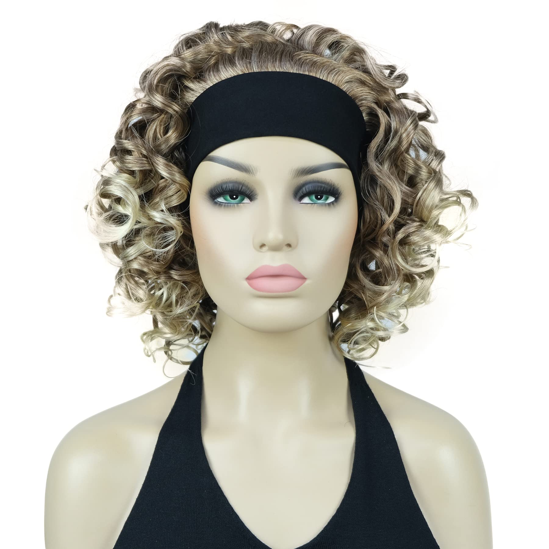 Lydell 12" Super Curly Wigs Ombre Black Blue Hair Synthetic Headband Wigs (30T613)