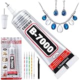B7000 Jewelry Glue Clear for Rhinestone, Cridoz 3.7 fl oz Craft Adhesive Glue with Precision Tip Multi Function Fabric Glue f