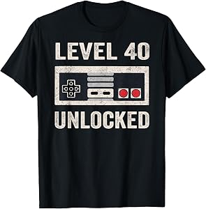 Level 40 Unlocked Video Gamer 40th Birthday Gift T-Shirt