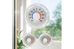 3PCS Self-Adhesive Thermometer Hygrometer, High Accuracy 0.1°C, for Office, Camping, Indoor/Outdoor, Window, Wall - Seasonal/