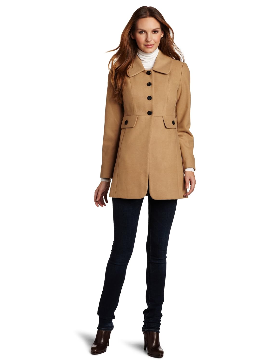 Mac & Jac Women's Camel Car Coat, Beige, XSmall Clothing