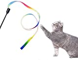 Cretty-Meet 2pcs Cat Wand Interactive Toy Rainbow Ribbon Teaser view 4
