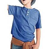 Kindenergy Boys Short Sleeve Tee Shirt Summer Button Down Tees Dress Henley Shirts with One Pocket
