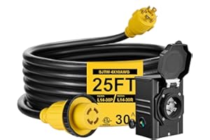 FILLUCK 25FT 30 Amp Generator Cord with Pre-Drilled Power Inlet Box,Heavy Duty Generator Power Cord 4 Prong,125/250V,NEMAL14-30P/14-30R,Waterproof,ETL Listed,Home/RV Power Supply