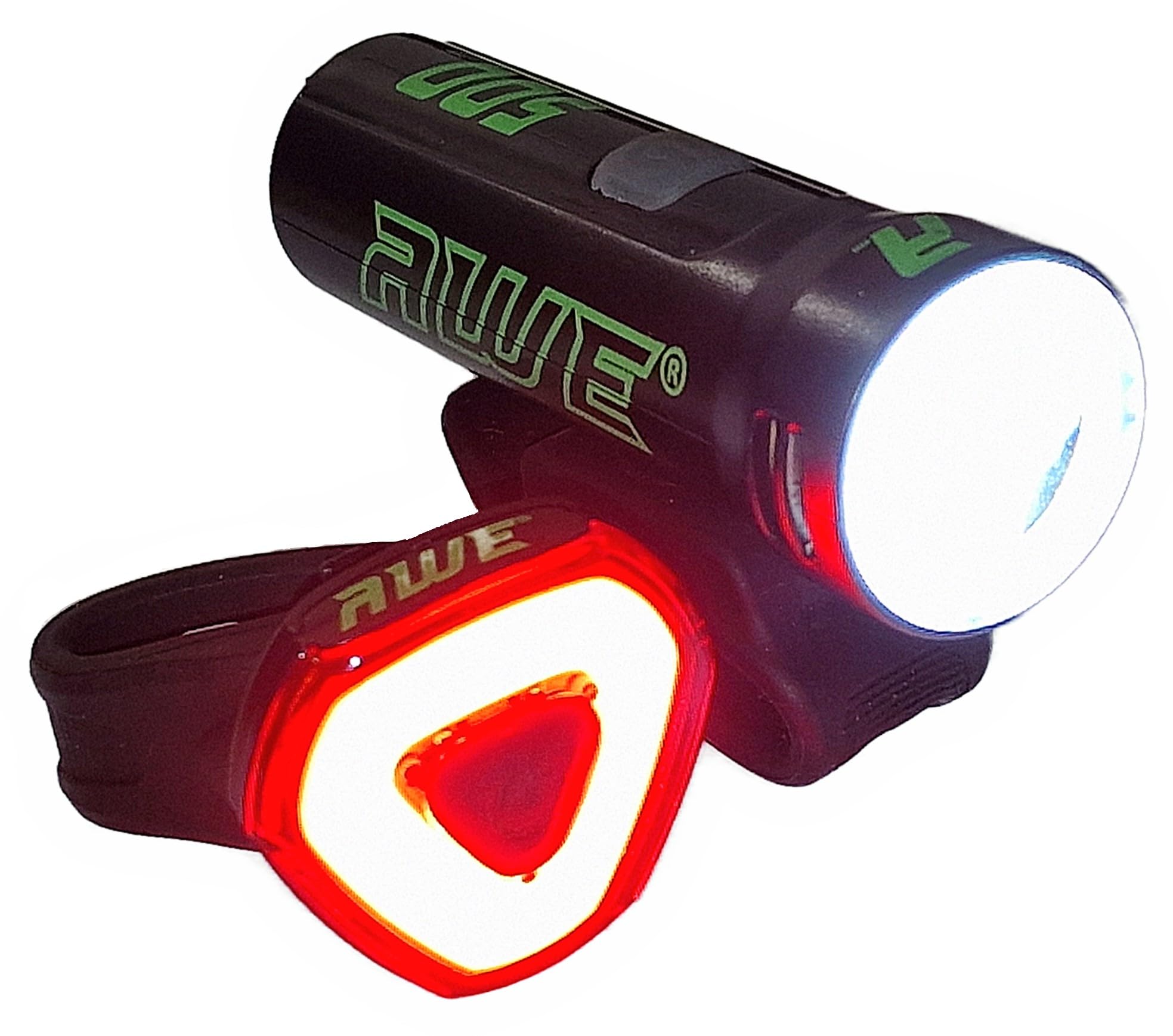 AWE® AWEBlast™ 530 Lumens Super Bright USB Rechargeable Light Set Front/Rear Black CE Approved *SEE 360 VIDEO*