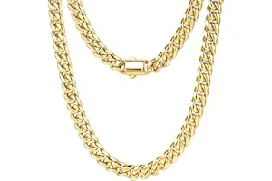 MUSECLOUD Gold Cuban Link Chain for Men Mens Stainless Steel Miami Curb Chains Necklace 5/8mm Thick Real Gold/Silver/Black Plated Diamond Cut Non-Tarnish Jewelry Trendy Christmas Gifts 18-26 Inch