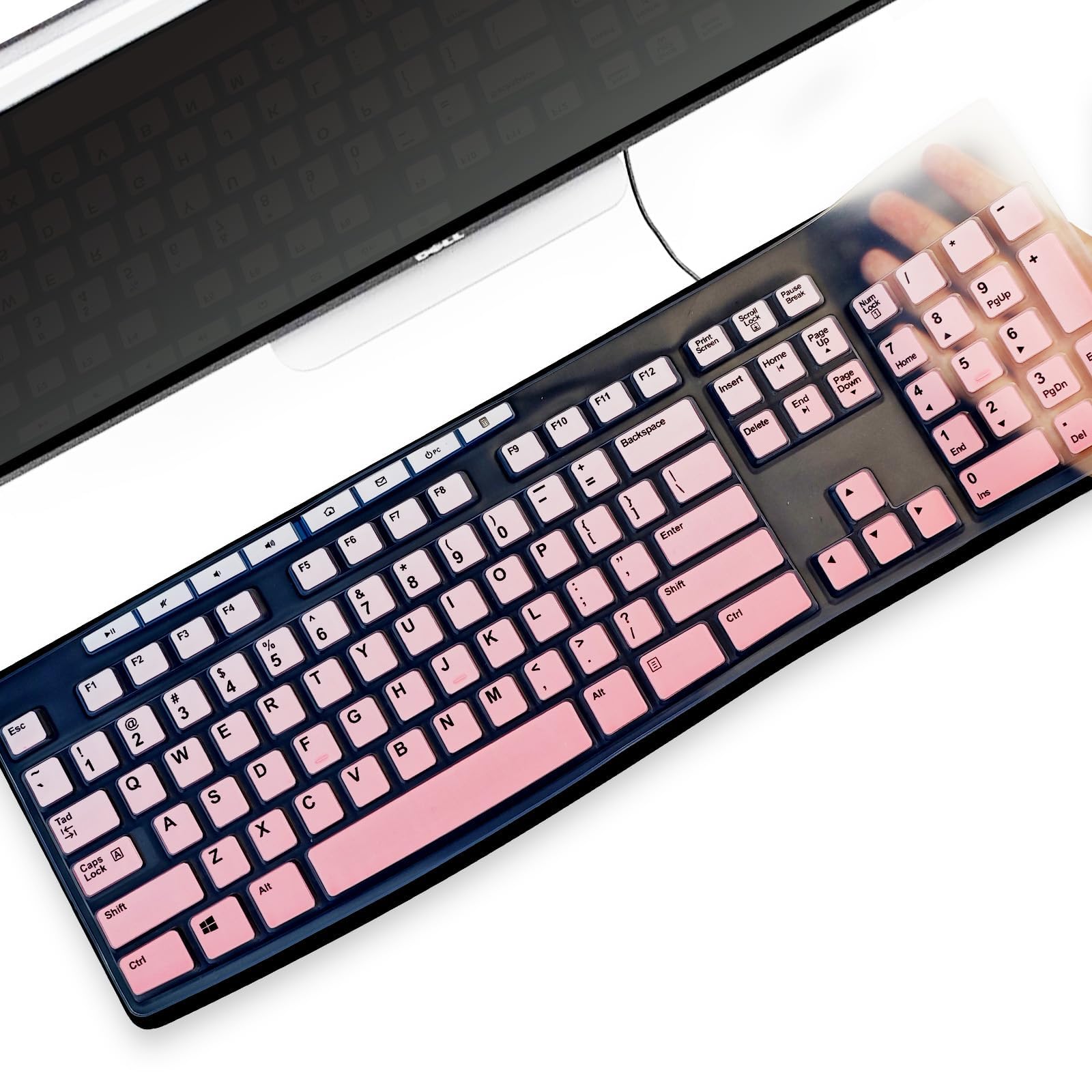 Photo 1 of Premium Ultra Thin Silicone Keyboard Protector,Compatible with Logitech MK270 MK295 Ergonomic Wireless Keyboards,US Layout,Gradient Pink,Waterproof, Dustproof, Easy to Clean