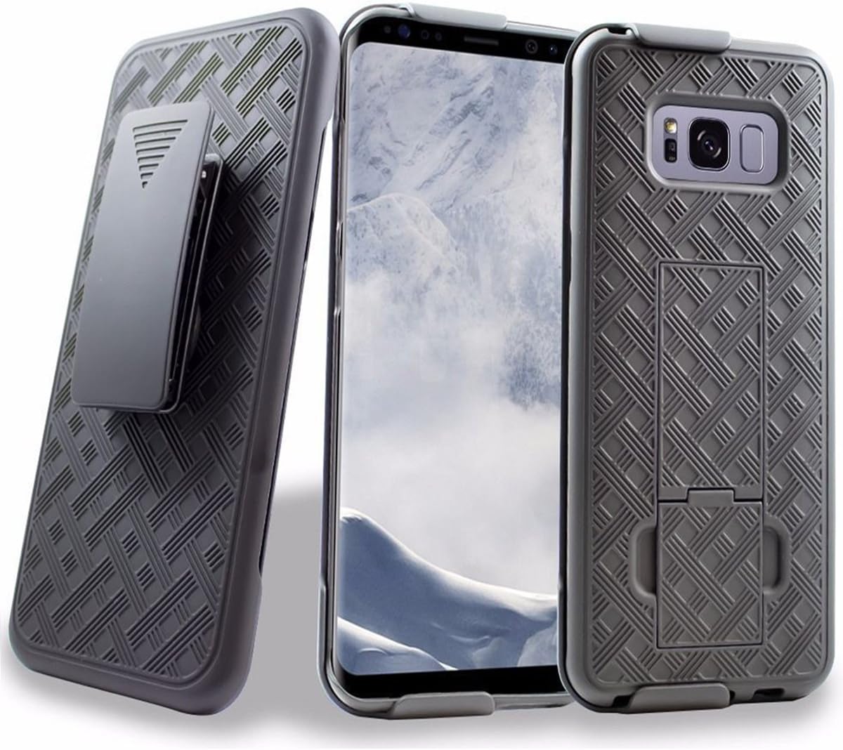 Bomea Galaxy S8 Belt Case with Clip Holster Hard Cover with Swivel Belt Clip and Kickstand for Samsung S8 Phone - Black