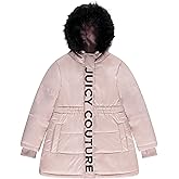 Juicy Couture Girls Coat, Faux Fur Hooded Winter Jacket, Warm Padded Parka Hoodie, Kids Heavyweight Winter Coat