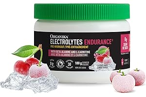 Organika Electrolyte Endurance - Sugar Free Pre-Workout Supplement with Beta-Alanine and L-Carnitine - Cherry Frost Flavour -