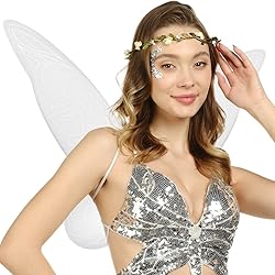 Funcredible White Fairy Wings, Fairy Crown and