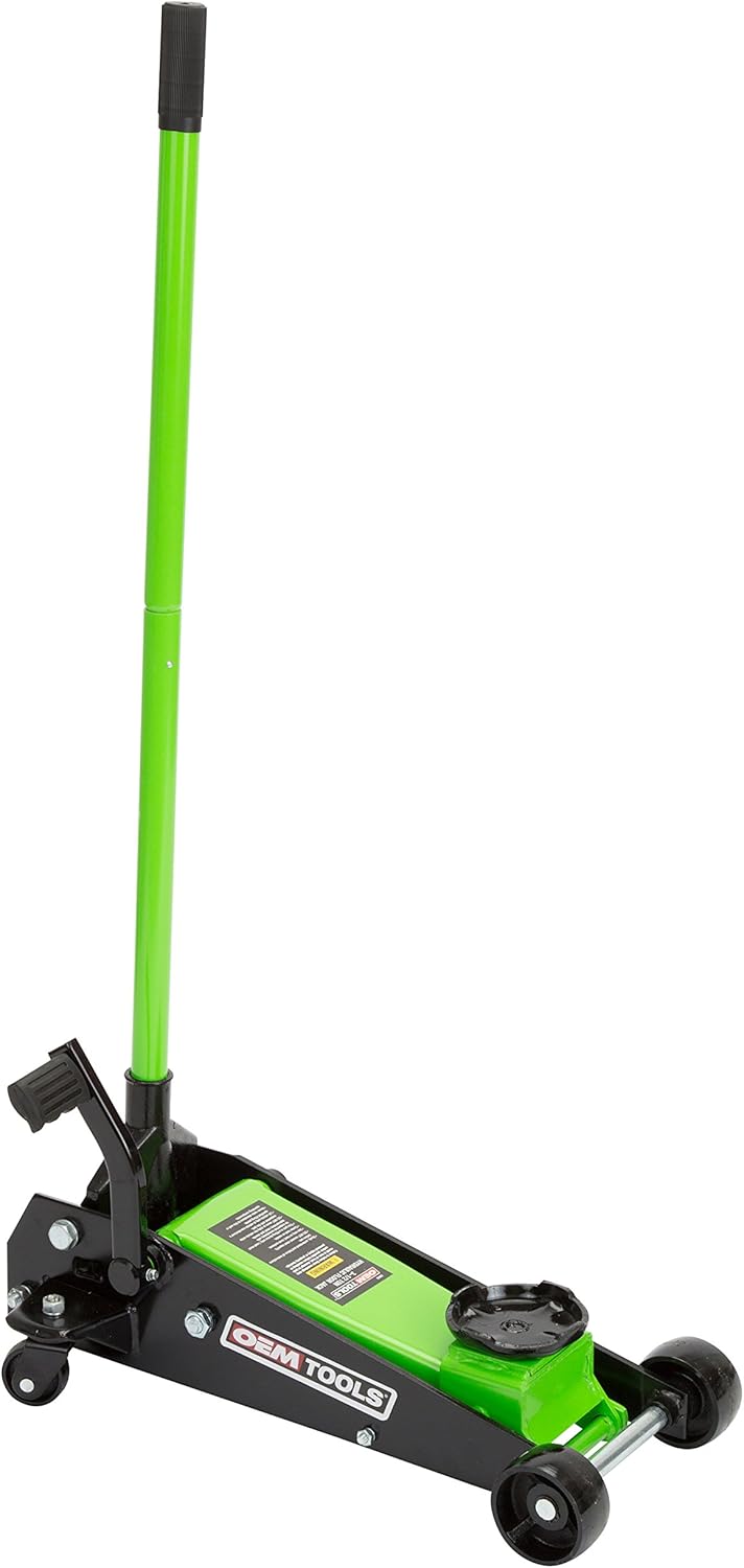 OEMTOOLS 24836 Hydraulic Floor Jack, 3-1/2 Ton Capacity, Car Jack Hydraulic Lift, Foot Pedal for Quick Vehicle Lift, Rapid Pump Jack, Rear Swivel Casters: Automotive