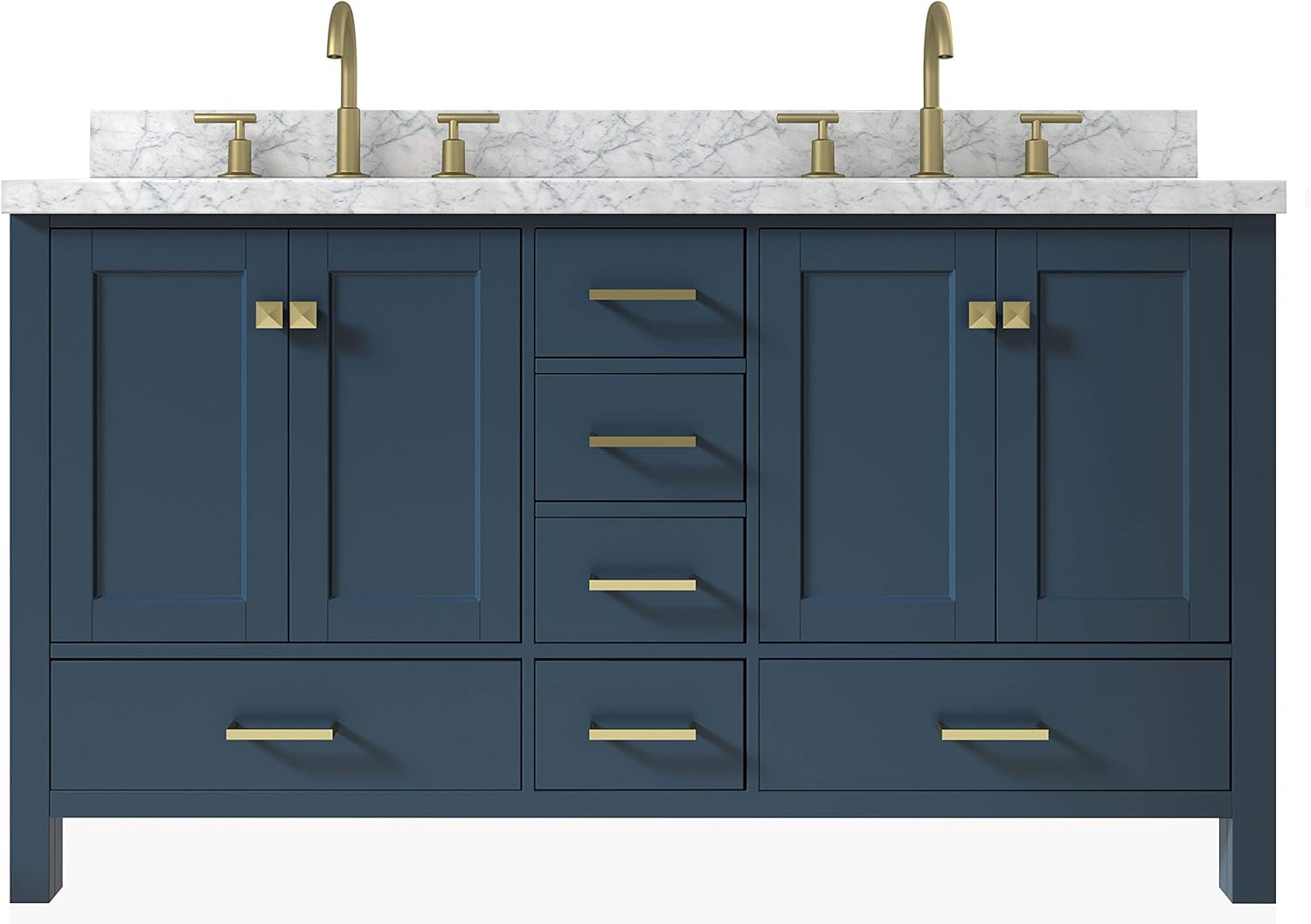 ARIEL 61" Inch Midnight Blue Double Bathroom Vanity with