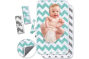 AIFUSI Portable Changing Pad, 2 Pack Baby Waterproof Diaper Changing Pad Reusable and Washable Newborn Travel Mat Station for Home Travel Outside