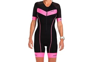 Zoot Women’s Core Tri Aero Racesuit, Short Sleeve Triathlon Suit, Swim Bike Run Chamois Pad, Pockets, UPF 50+ Fabric