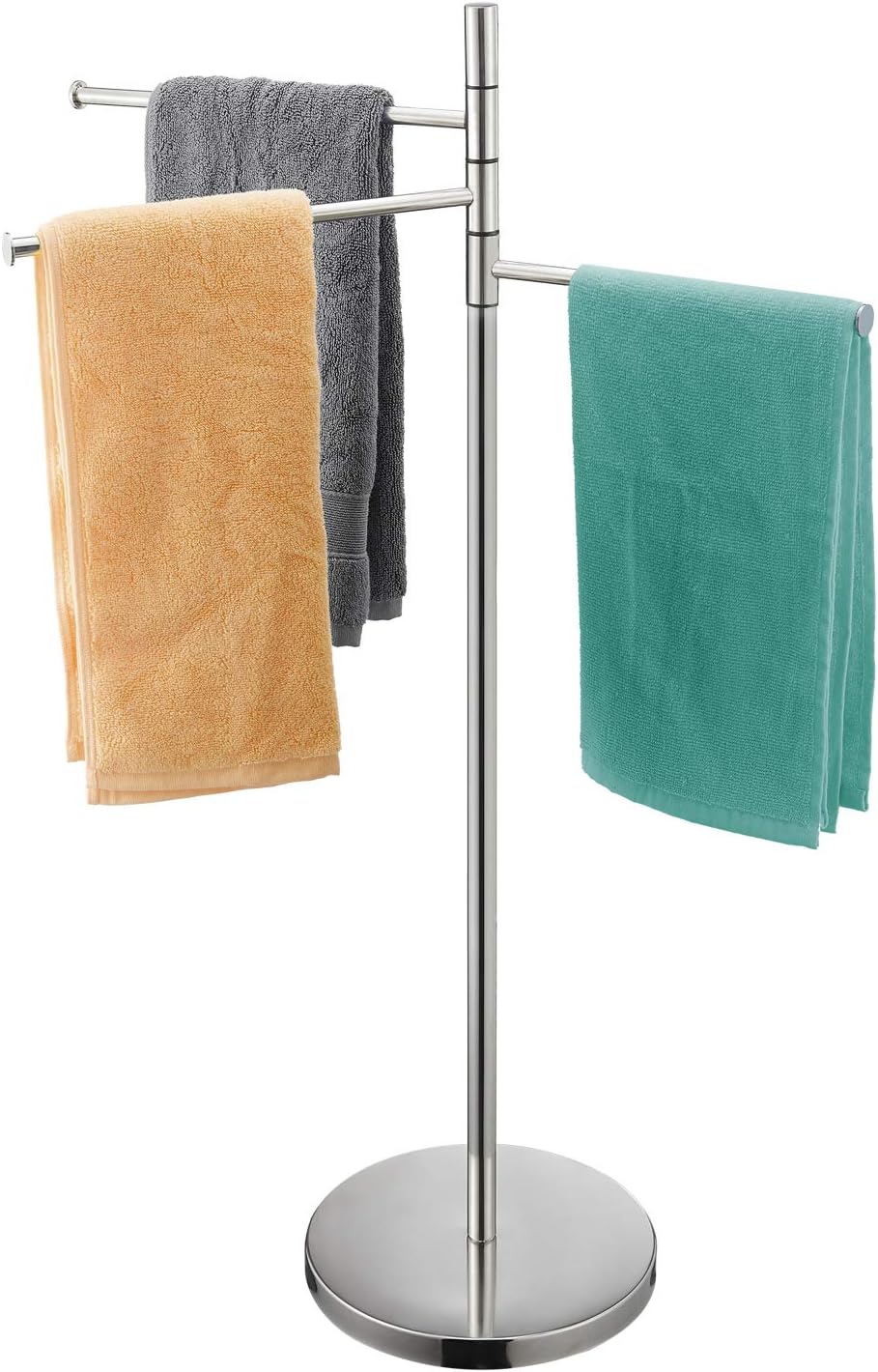Freestanding Towel Rack Stand with 3 Swivel Arms for