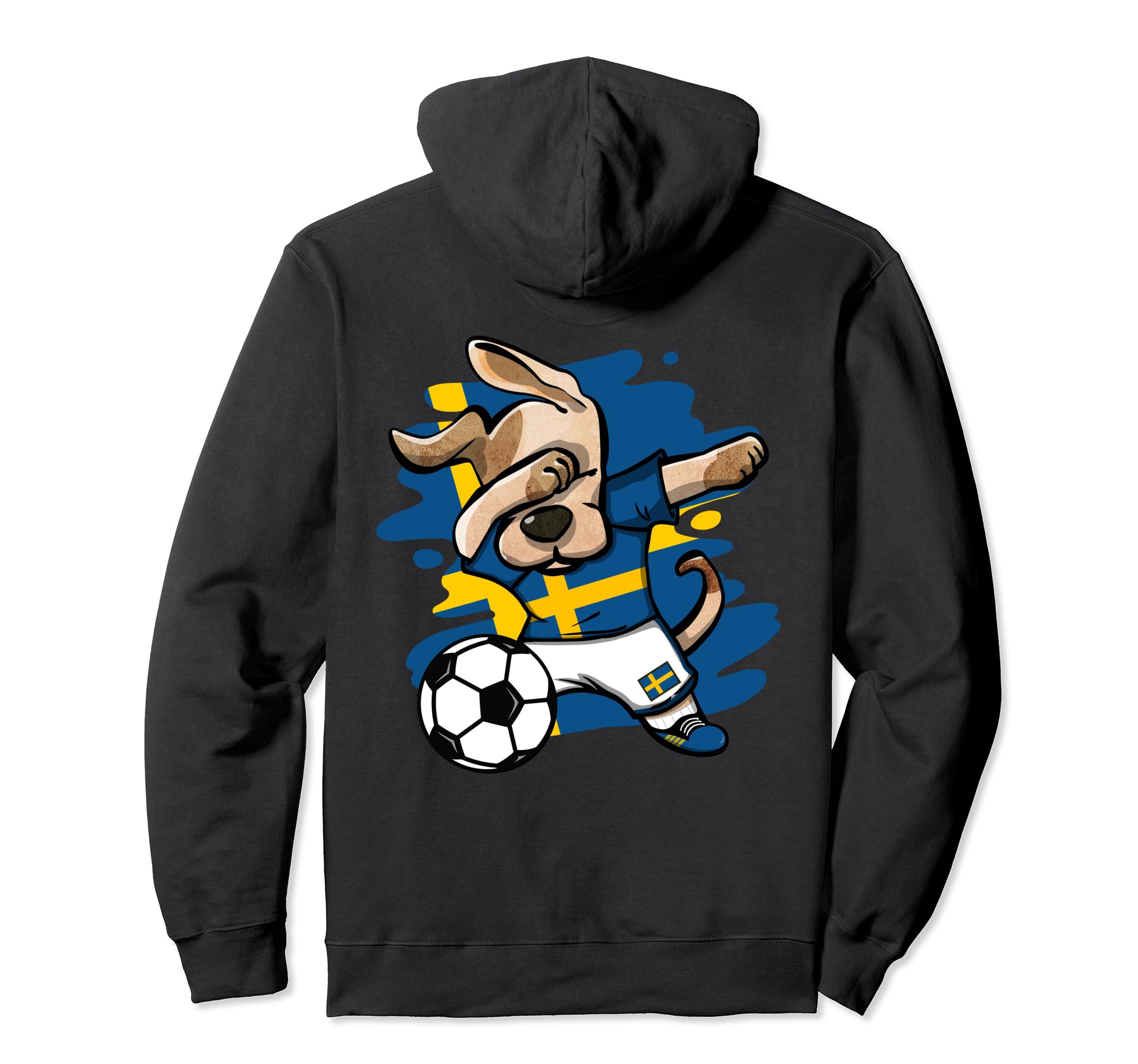 Dabbing Dog Sweden Soccer Fans Jersey Swedish Flag Football Pullover Hoodie