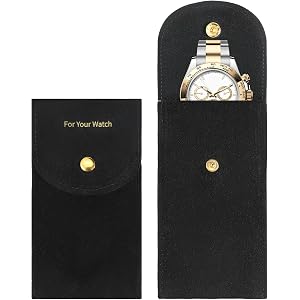 Zyghjort Velvet Watch Pouch 2Pcs, Portable Flannelette Travel Watch Case | Single Watch Storage Bag with Snap Button, Scratch
