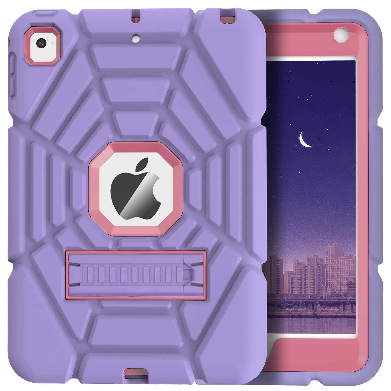 Grifobes iPad Mini 5 Case,iPad Mini 4 Case for Kids,Shockproof Rugged Cover with Stand for iPad Mini 5th/4th Generation 7.9 inch (Purple+Pink)