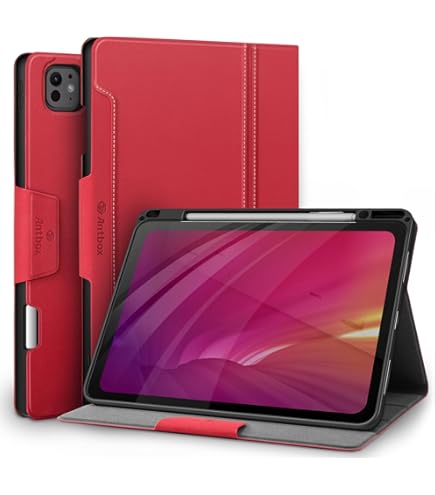 DTTO For IPad Pro 13 Inch Case (M5/M4) 2025/2024, Premium Leather Business Folio Stand Cover With Pencil Holder - Auto Wake/Sleep & Multiple Viewing Angles, Built In Hand Strap & Pocket, Blossom - View #4
