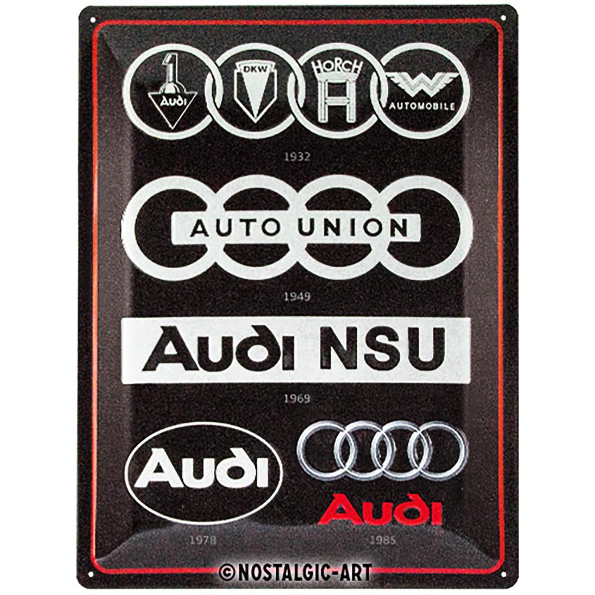 Nostalgic-Art Audi Evolution Logo Gift for Car Accessories Fans, Made of metal, Vintage Design for Decoration, 30 x 40 cm, 23306