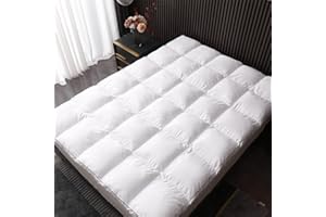 TESIONE Memory Foam Mattress Topper Queen Size, Pillow Top with Breathable Soft Shredded Memory Foam Filling Mattress Pad, Non-Slip Design, 4 Elastic Straps for Enhanced Comfort and Stability