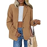 PRETTYGARDEN Blazers for Women Business Casual Fall Dressy Oversized Faux Suede Suit Jackets Work Office Teacher Clothes