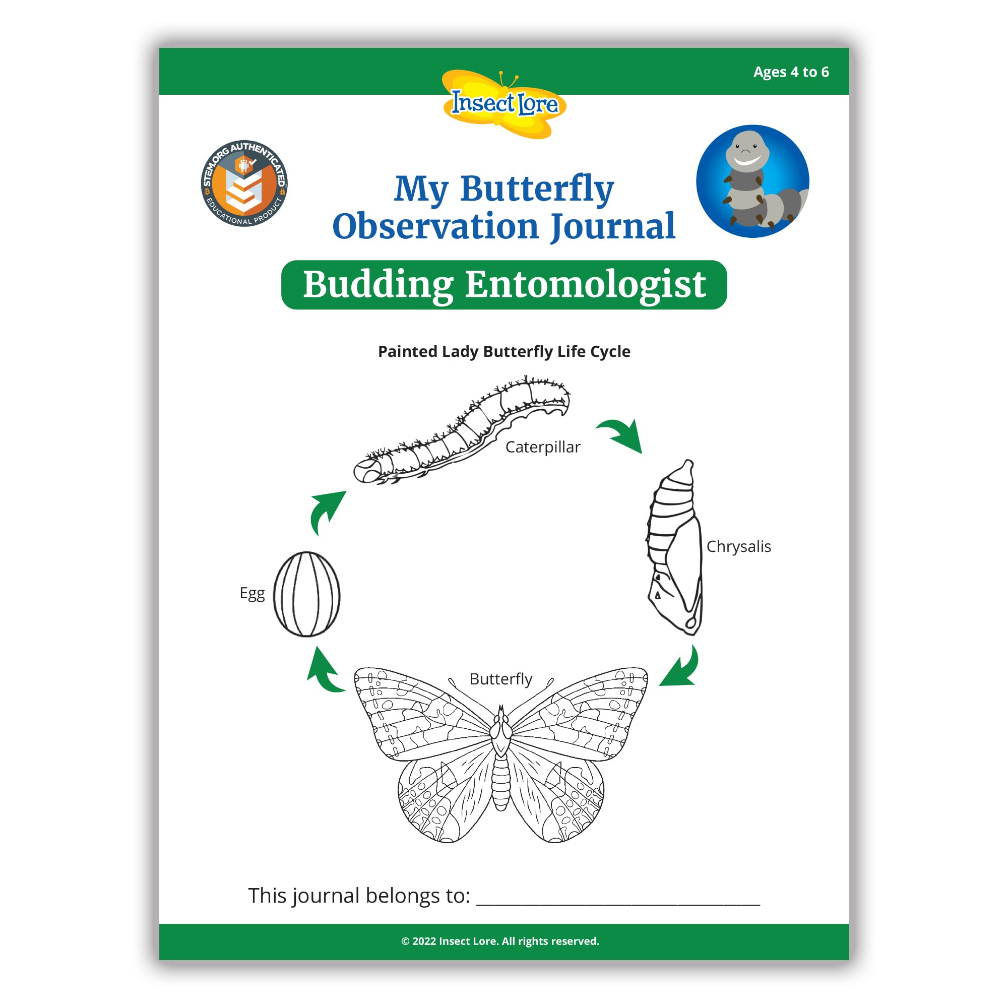 Insect Lore Butterfly Pavilion with Two Live Cups of Caterpillars | 2ft Tall Habitat, STEM Butterfly Journal, 10 Live Baby Caterpillars | Life Science & STEM Education | Painted Lady Butterfly Kit
