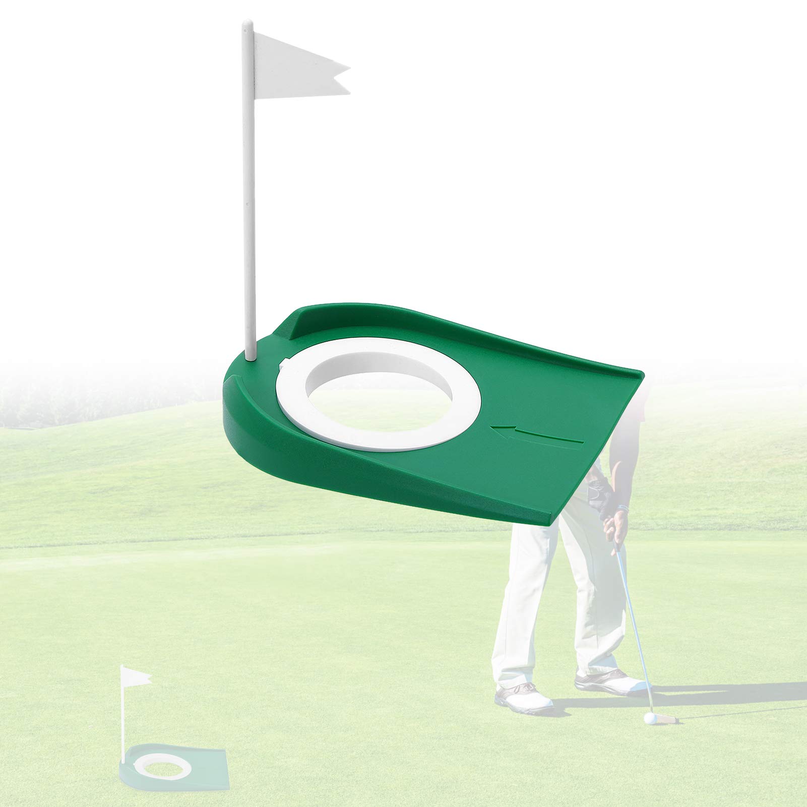 Hole Cup and Flag, Practice Putting Cup, Indoor Outdoor Training Aids Putting Practice Putter Hole Cup for Backyard Office Garden
