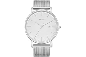 BUREI Men Wrist Watches Fashion Minimalist Analog Quartz Waterproof Watches for Men