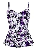 Hilor Women's 50's Retro Ruched Tankini Swimsuit