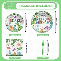 Grencian 96 Pcs Dinosaur Birthday Party Supplies