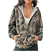Floerns Women's Camo Hoodie Long Sleeve Zip Up Hoodie Streetwear Sweatshirts Jacket