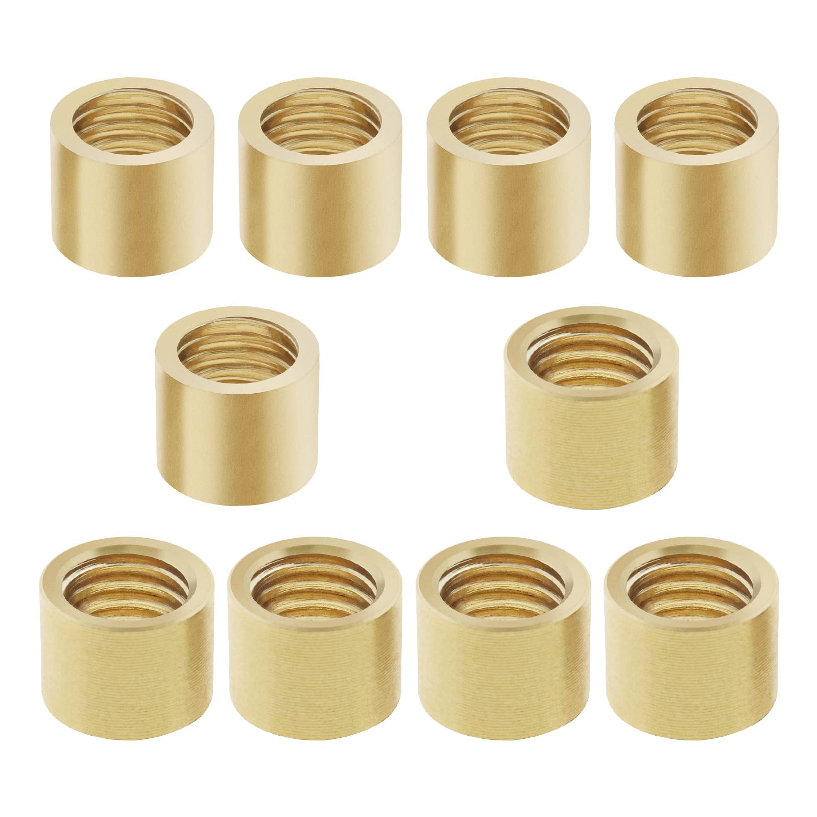 YINETTECH 10PCS Threaded Snooker Pool Cue Ferrules for Stick on Tips Brass Cue Tips Billiards Repair Tool Replacement Accessories (9mm & 10mm 5PCS Each Size)