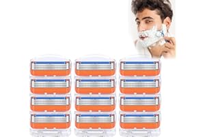 DOEMFARTY 12pcs Razor Blade Shaving Razor Blade Refills for Gillette Fusion 5, Orange New Version-P1