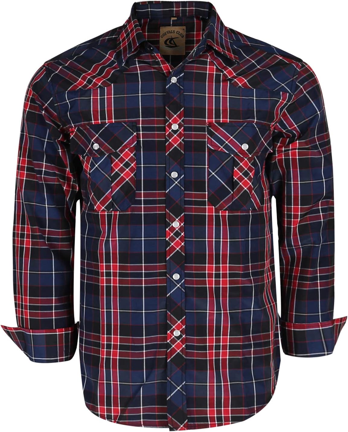 Coevals Club Men's Western Cowboy Long Sleeve Pearl Snap Casual Work Shirts
