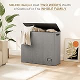 SOLEDI 180L Laundry Basket 3 Section Extra Large with Lid and Handles view 9