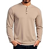 Uni Clau Men's Henley Shirts Classic Button T-Shirt Long Sleeve Casual Thermal Pullover Shirt