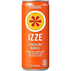 Izze Sparkling Juice Beverage Mango Cans Pack, 33.6