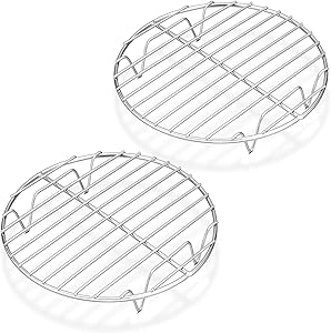 P&P CHEF 7½-Inch Round Rack for Cooking Steaming Cooling Drying Baking, Fit Air Fryer Stockpot Pressure Cooker, Stainless Steel Made, 2 PACK - Oven & Dishwasher Safe