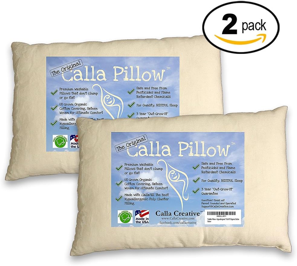 Calla Toddler Pillow Soft Organic Cotton of size 13" x 18" x 3.5" Bundle 2-Pack