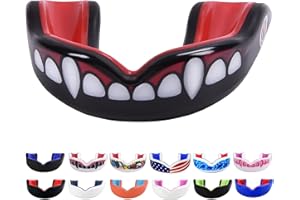 Oral Mart Sports Youth Mouth Guard for Kids (USA Flag & Fangs & 20 Best Colors to Choose from) - Youth Mouthguard Football, MMA, Karate, Flag Football, Rugby, Boxing, BJJ (/w Case) (Youth, Strapless)