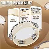 Flexzion Wood Handheld Tambourine 6-Inch Double Row 8-Pair Jingles view 5