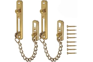 2 Pack 4.2 Inch Door Chain Lock, KINJOEK Stainless Steel Security Chain Guard with Spring Anti Theft Press Lock, Heavy Duty P